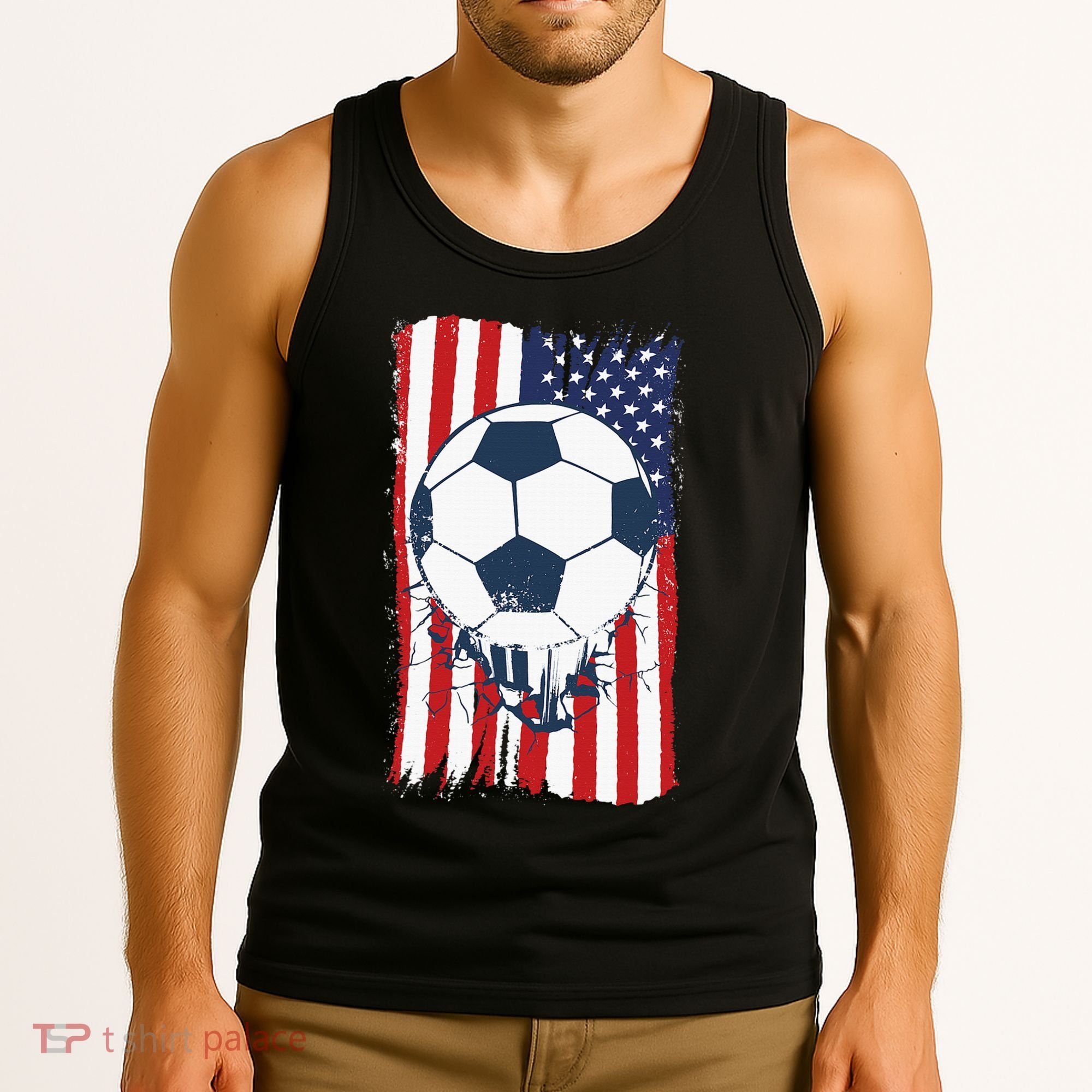 Soccer USA Flag, Soccer Ball Graphic Tank Top