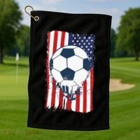 Soccer USA Flag, Soccer Ball Graphic Golf Towel thumb 1