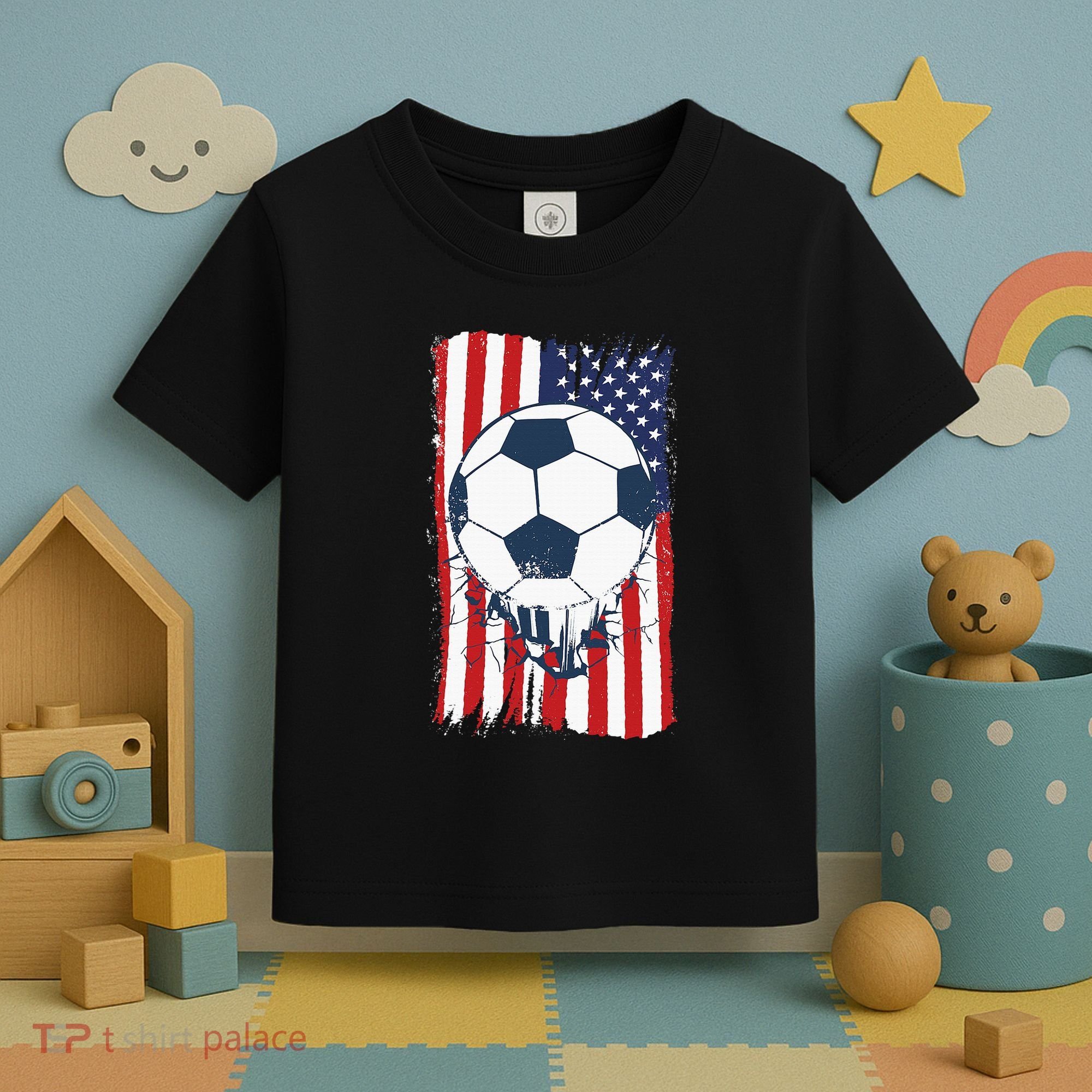 Soccer USA Flag, Soccer Ball Graphic Toddler T-Shirt