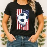 Soccer USA Flag, Soccer Ball Graphic Women's T-Shirt thumb 2