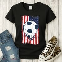 Soccer USA Flag, Soccer Ball Graphic Women's T-Shirt thumb 3