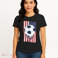 Soccer USA Flag, Soccer Ball Graphic Women's T-Shirt thumb 4