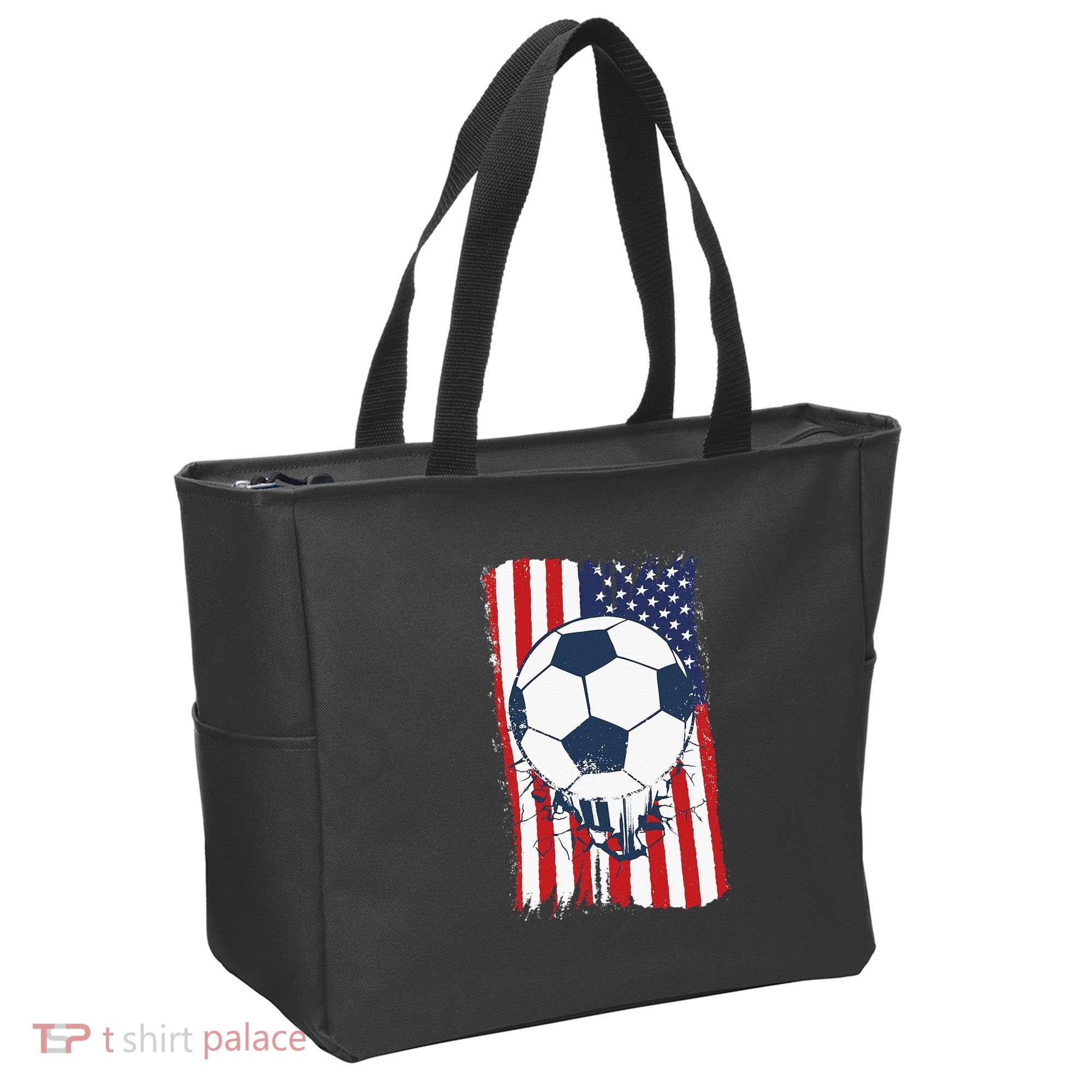 Soccer USA Flag, Soccer Ball Graphic Tote Bag