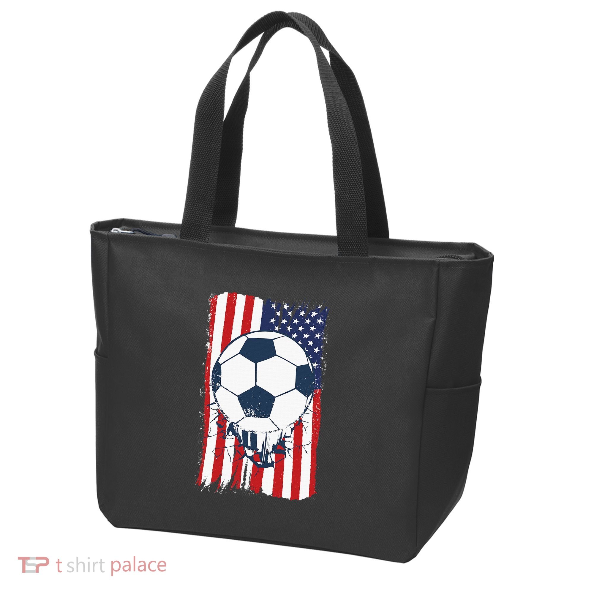 Soccer USA Flag, Soccer Ball Graphic Tote Bag