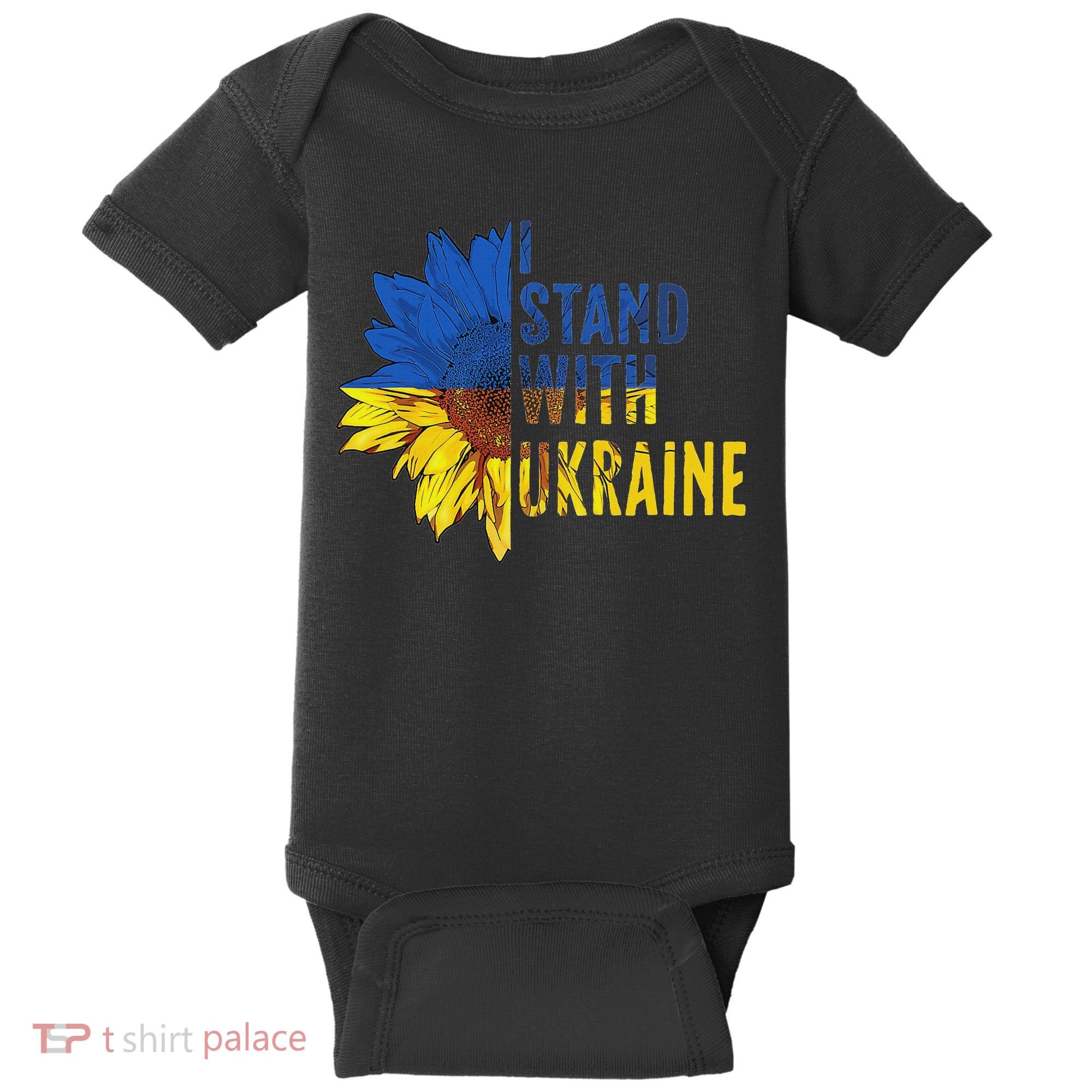 Sunflower Ukraine Flag I Stand With Ukraine Baby Bodysuit