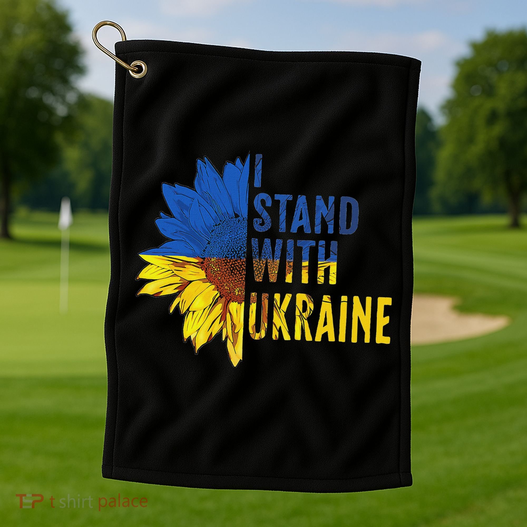 Sunflower Ukraine Flag I Stand With Ukraine Golf Towel