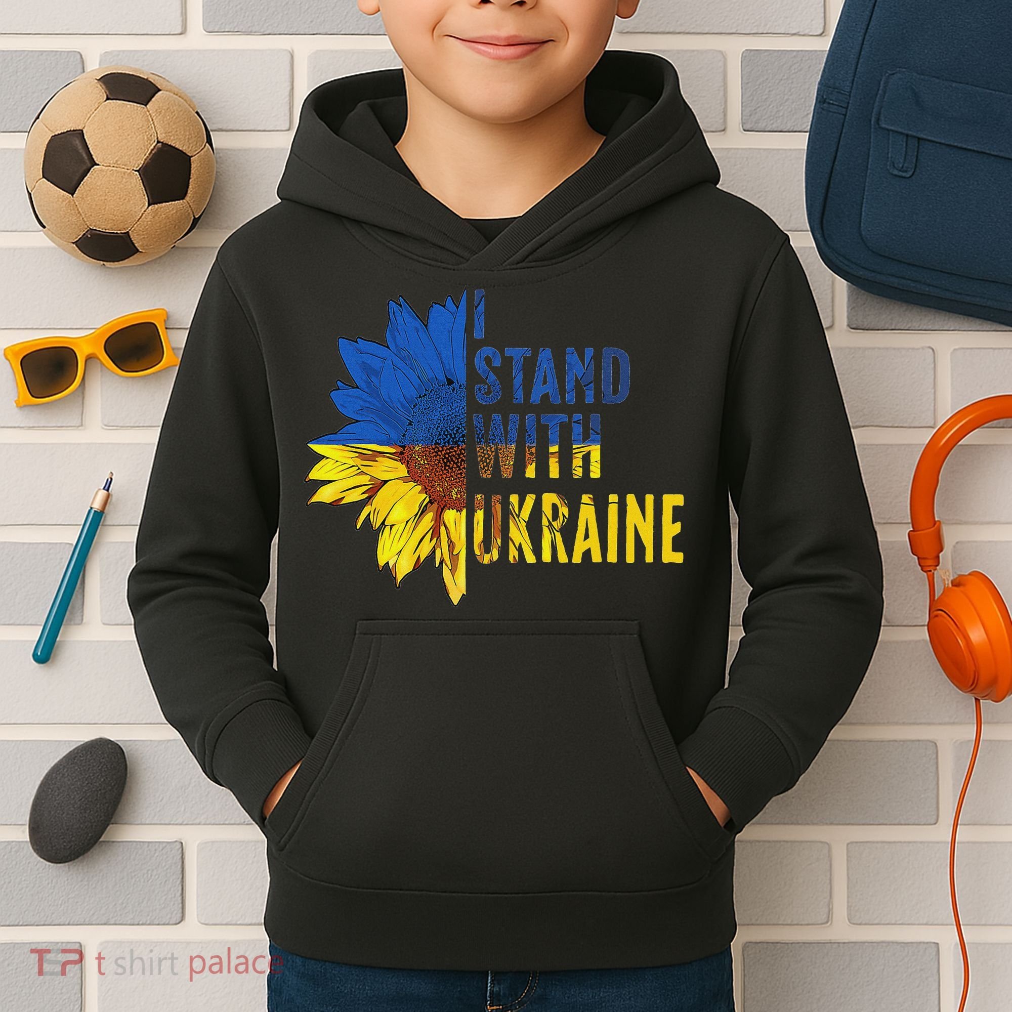 Sunflower Ukraine Flag I Stand With Ukraine Kids Hoodie