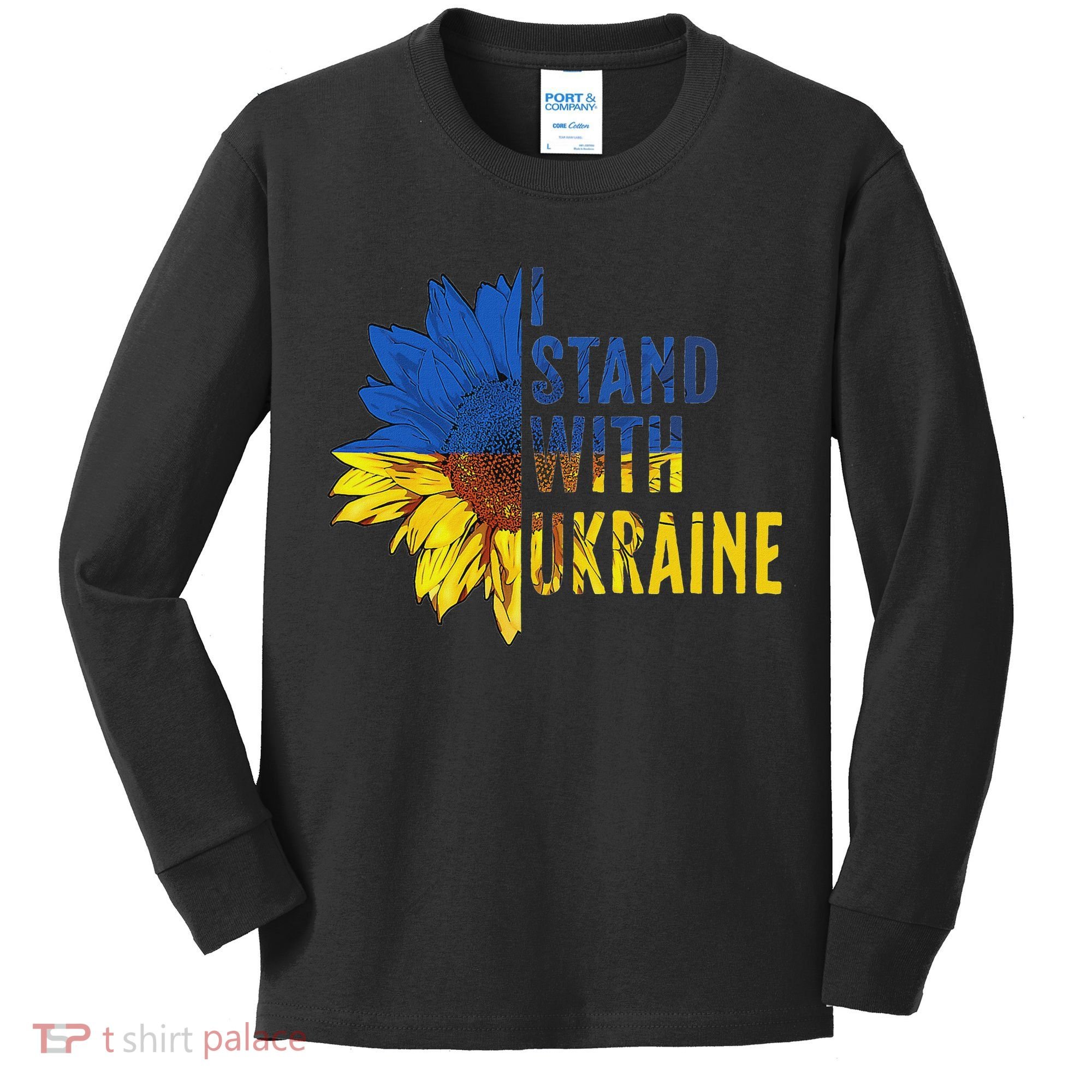 Sunflower Ukraine Flag I Stand With Ukraine Kids Long Sleeve Shirt