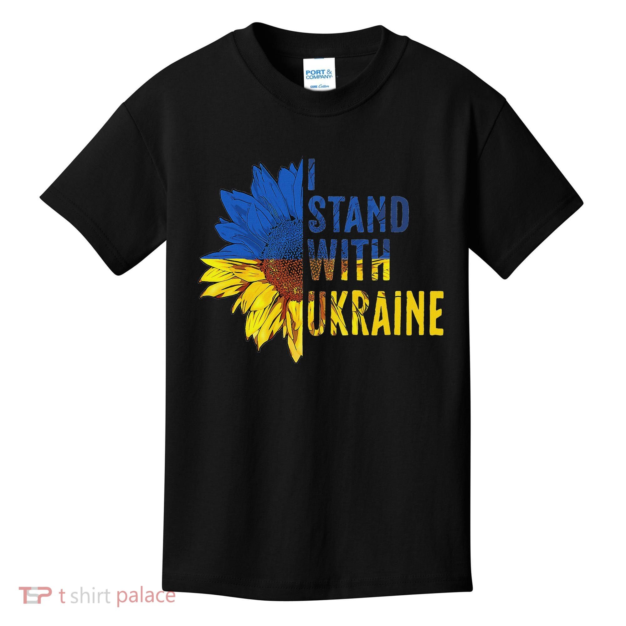 Sunflower Ukraine Flag I Stand With Ukraine Kids T-Shirt