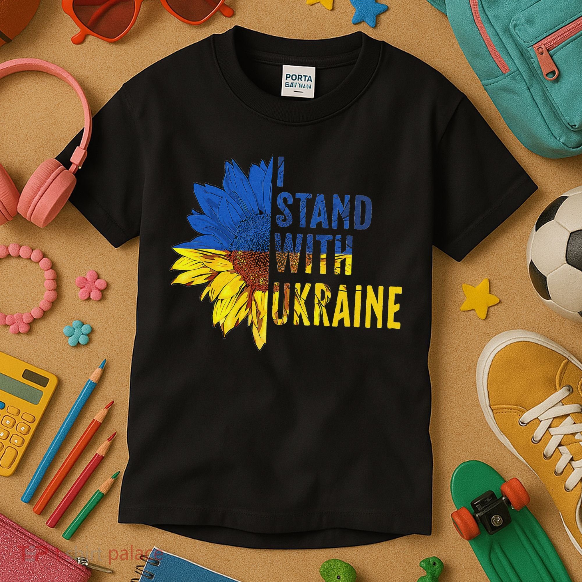 Sunflower Ukraine Flag I Stand With Ukraine Kids T-Shirt