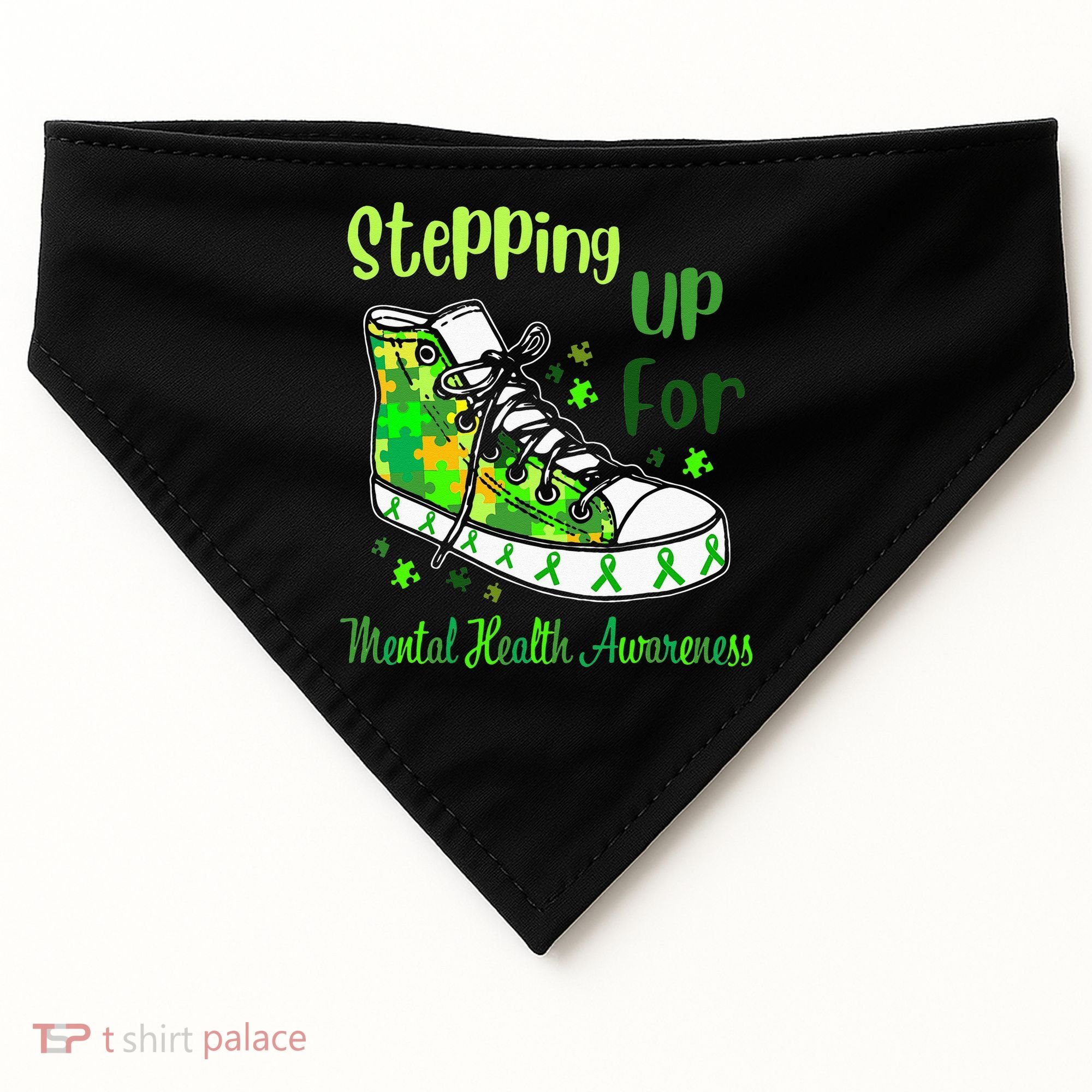 Stepping Up For Mental Health Awareness Shoes USA-Made Doggie Bandana