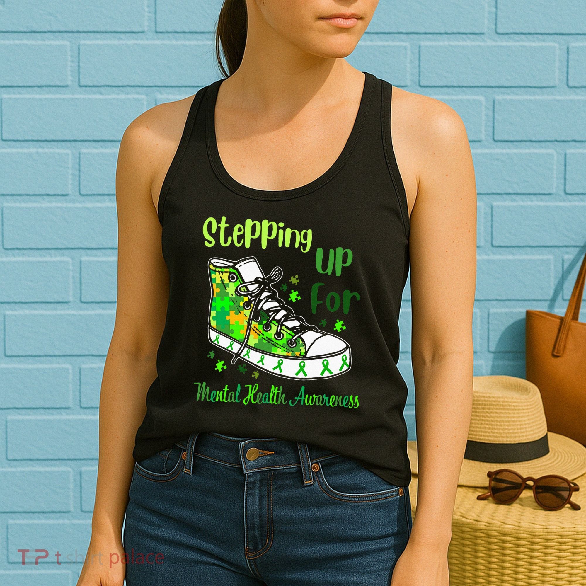 Stepping Up For Mental Health Awareness Shoes Women's Tank Top