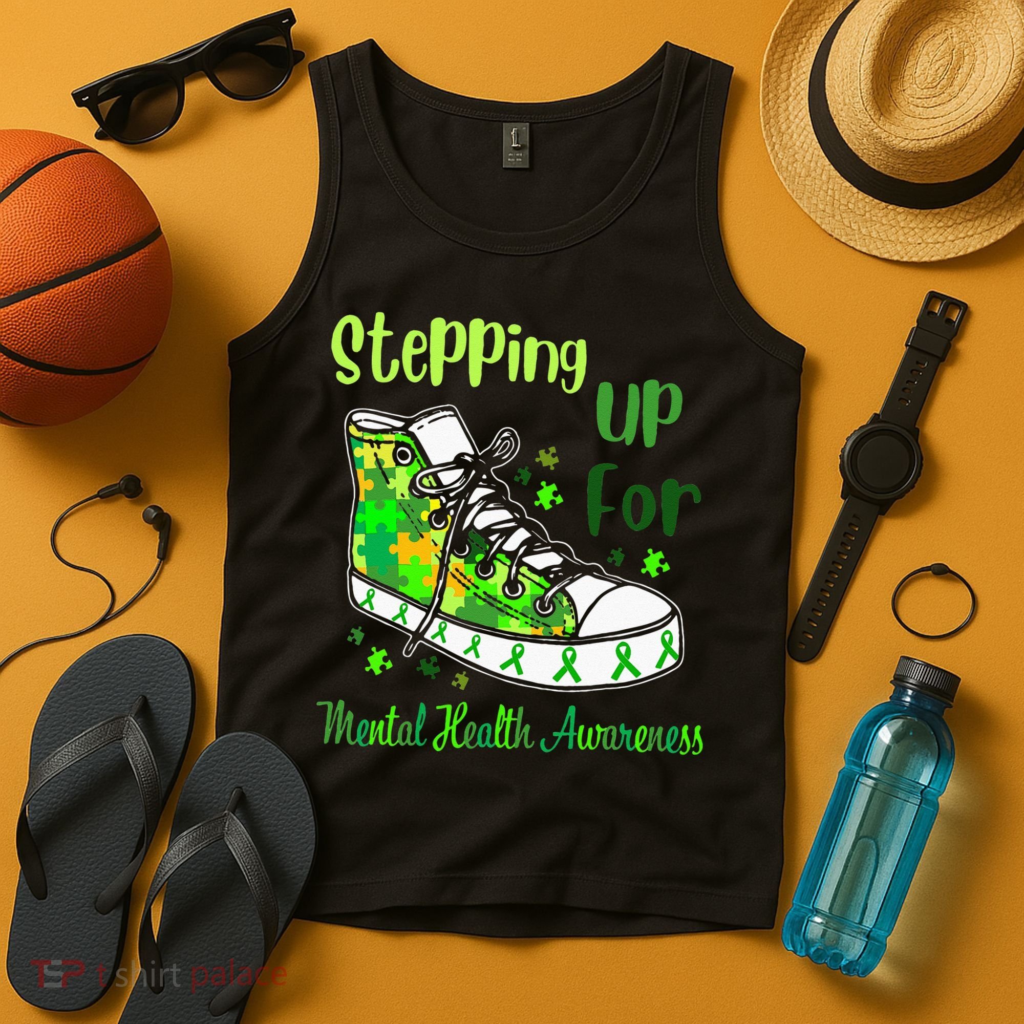 Stepping Up For Mental Health Awareness Shoes Tank Top