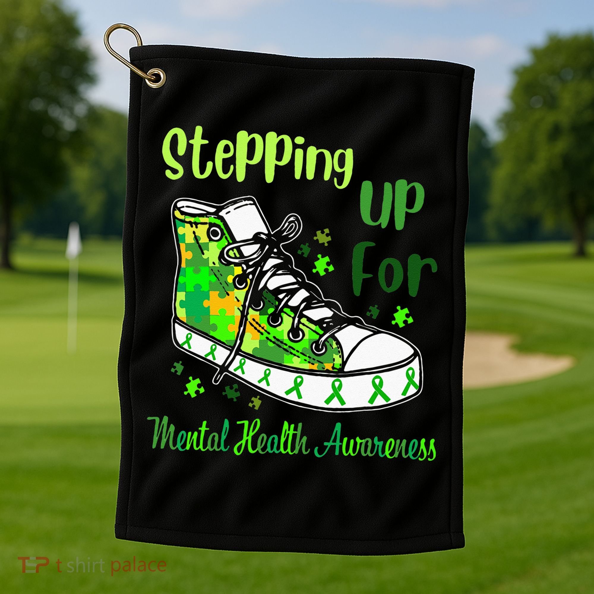 Stepping Up For Mental Health Awareness Shoes Golf Towel