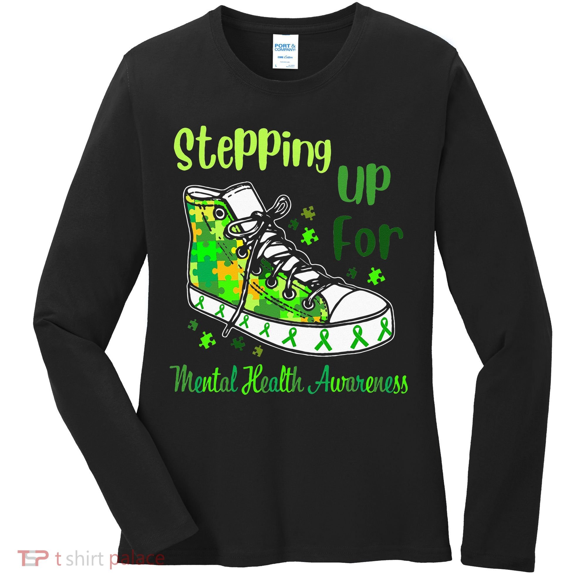 Stepping Up For Mental Health Awareness Shoes Women's Long Sleeve Shirt