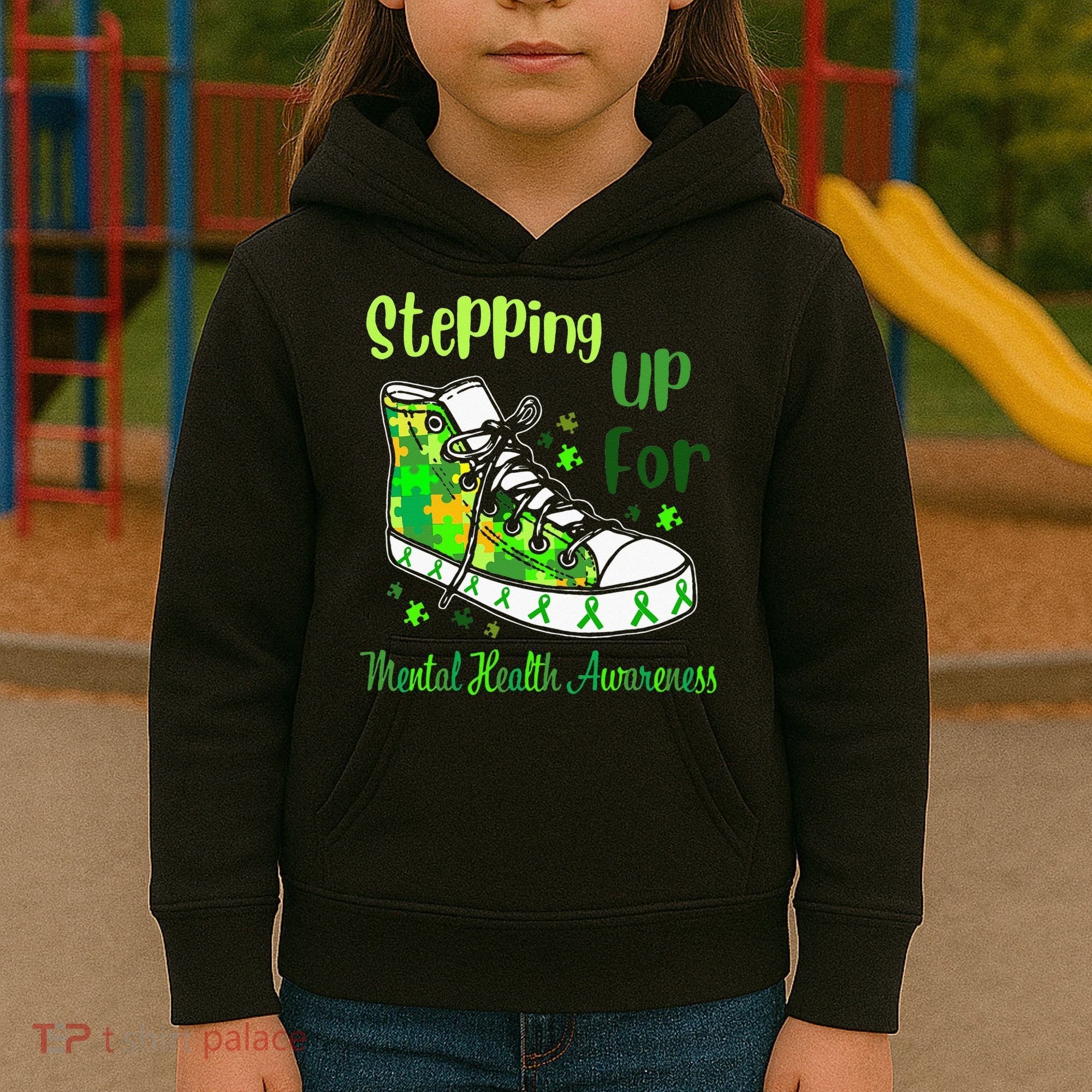 Stepping Up For Mental Health Awareness Shoes Kids Hoodie