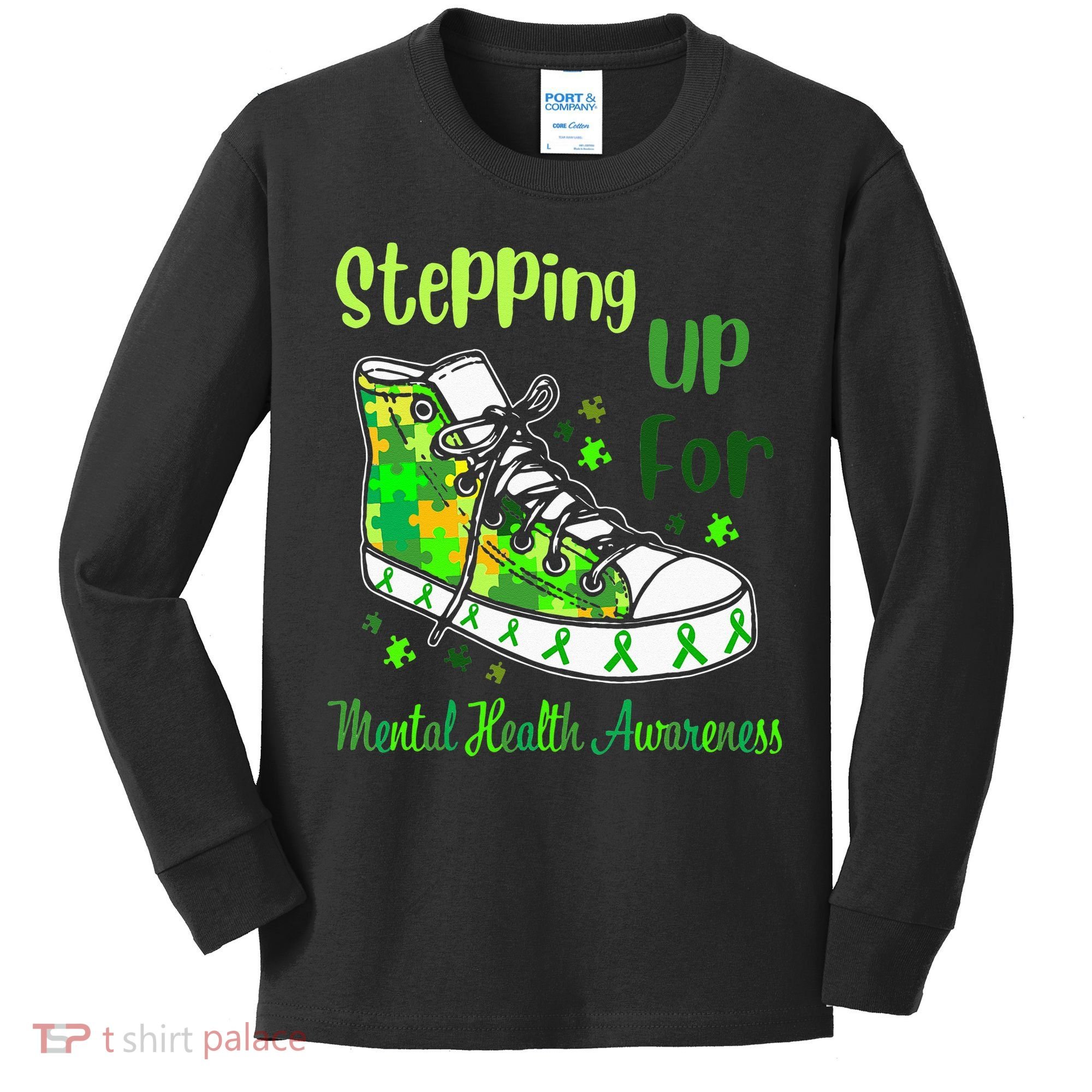Stepping Up For Mental Health Awareness Shoes Kids Long Sleeve Shirt