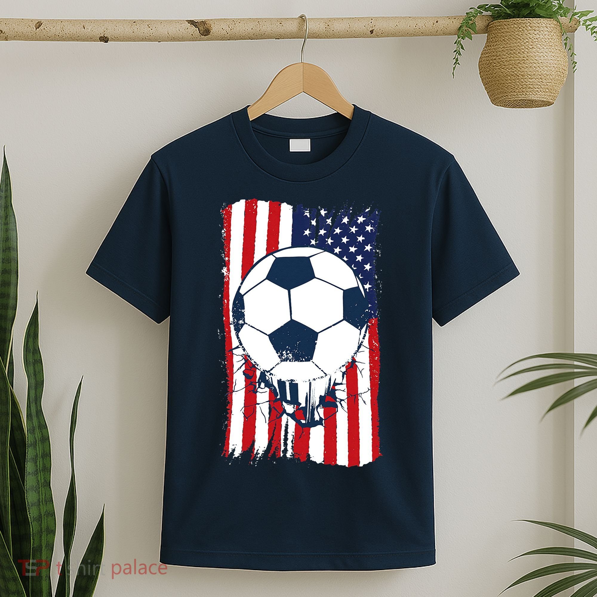 Soccer USA Flag Soccer Ball Graphic T-Shirt