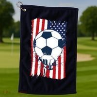 Soccer USA Flag Soccer Ball Graphic Golf Towel thumb 1