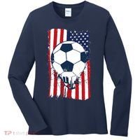 Soccer USA Flag Soccer Ball Graphic Women's Long Sleeve Shirt thumb 0