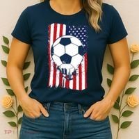 Soccer USA Flag Soccer Ball Graphic Women's T-Shirt thumb 2