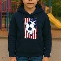 Soccer USA Flag Soccer Ball Graphic Kids Hoodie thumb 3