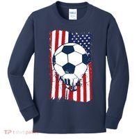 Soccer USA Flag Soccer Ball Graphic Kids Long Sleeve Shirt thumb 0