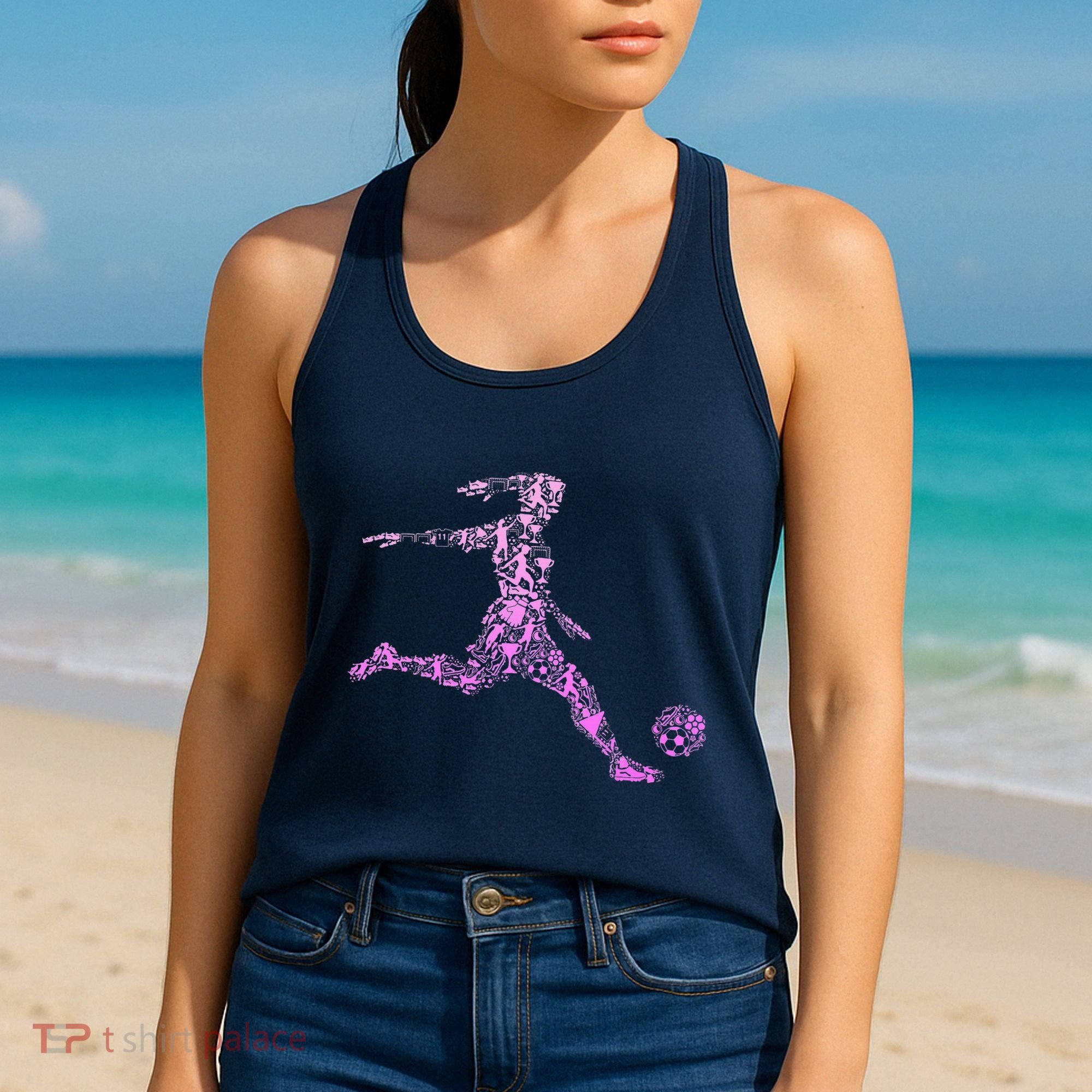 Soccer USA Flag Soccer Ball Graphic Women's Tank Top