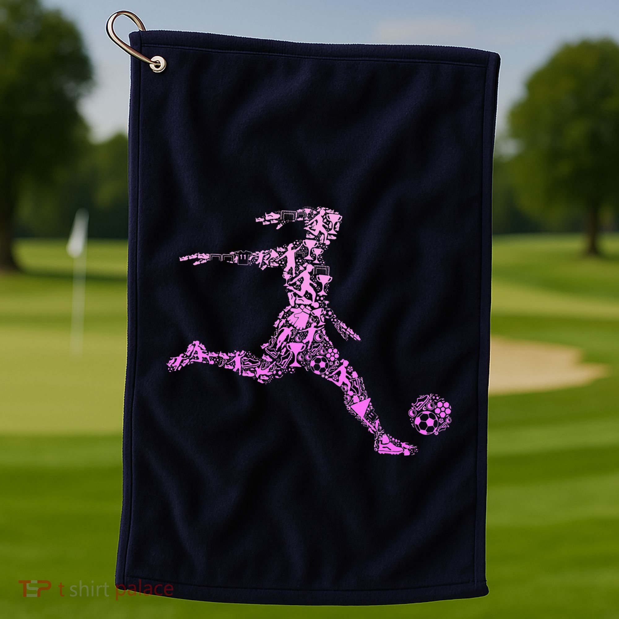 Soccer USA Flag Soccer Ball Graphic Golf Towel