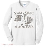Slava Ukraini Glory To Ukraine Ukrainian Tryzub Zelensky Kids Long Sleeve Shirt thumb 0