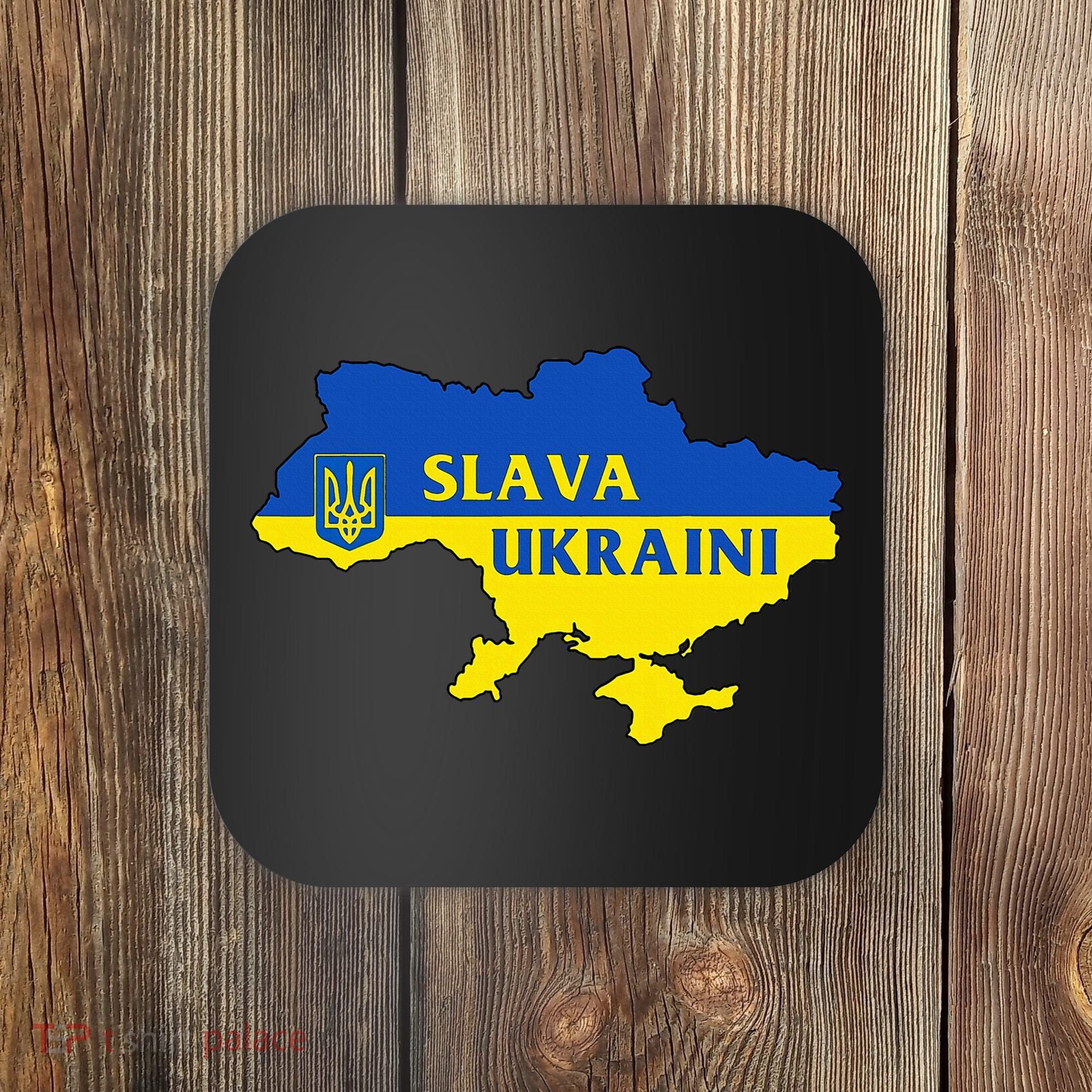 Slava Ukraini Glory To Ukraine Support Ukrainian Flag Coaster
