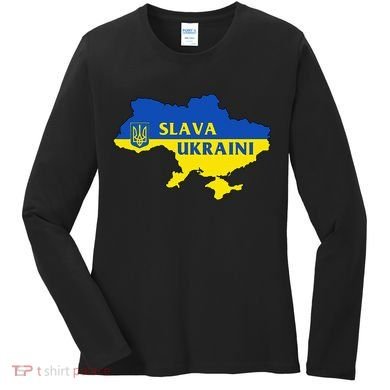 Slava Ukraini Glory To Ukraine Support Ukrainian Flag Women's Long Sleeve Shirt