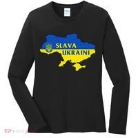 Slava Ukraini Glory To Ukraine Support Ukrainian Flag Women's Long Sleeve Shirt thumb 0