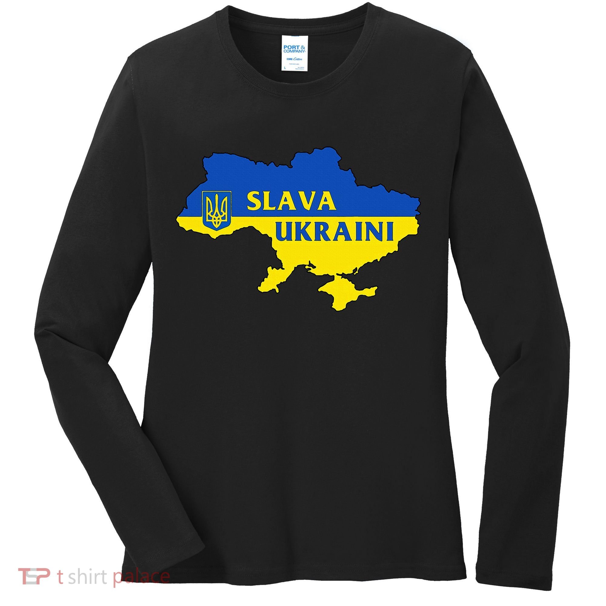 Slava Ukraini Glory To Ukraine Support Ukrainian Flag Women's Long Sleeve Shirt