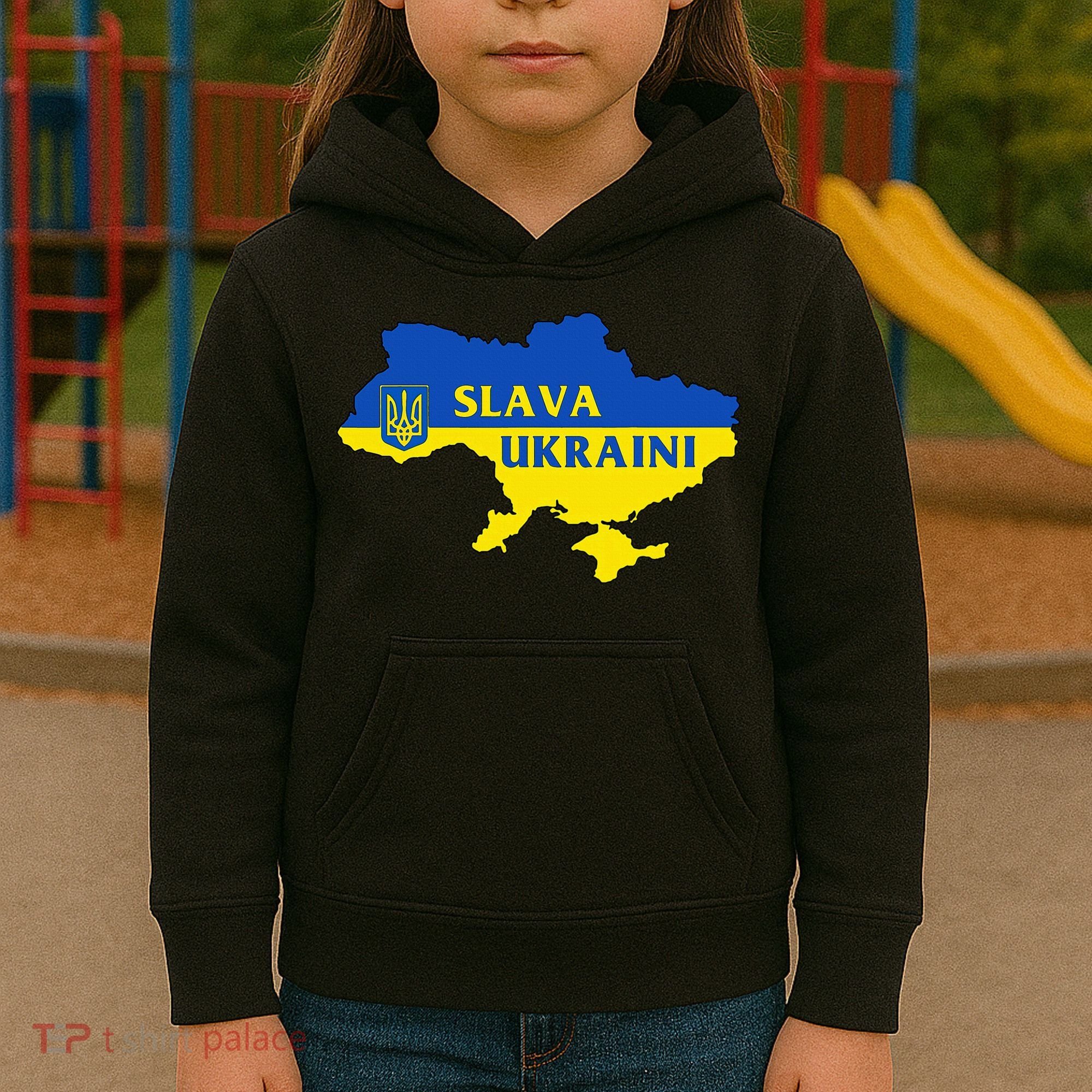 Slava Ukraini Glory To Ukraine Support Ukrainian Flag Kids Hoodie