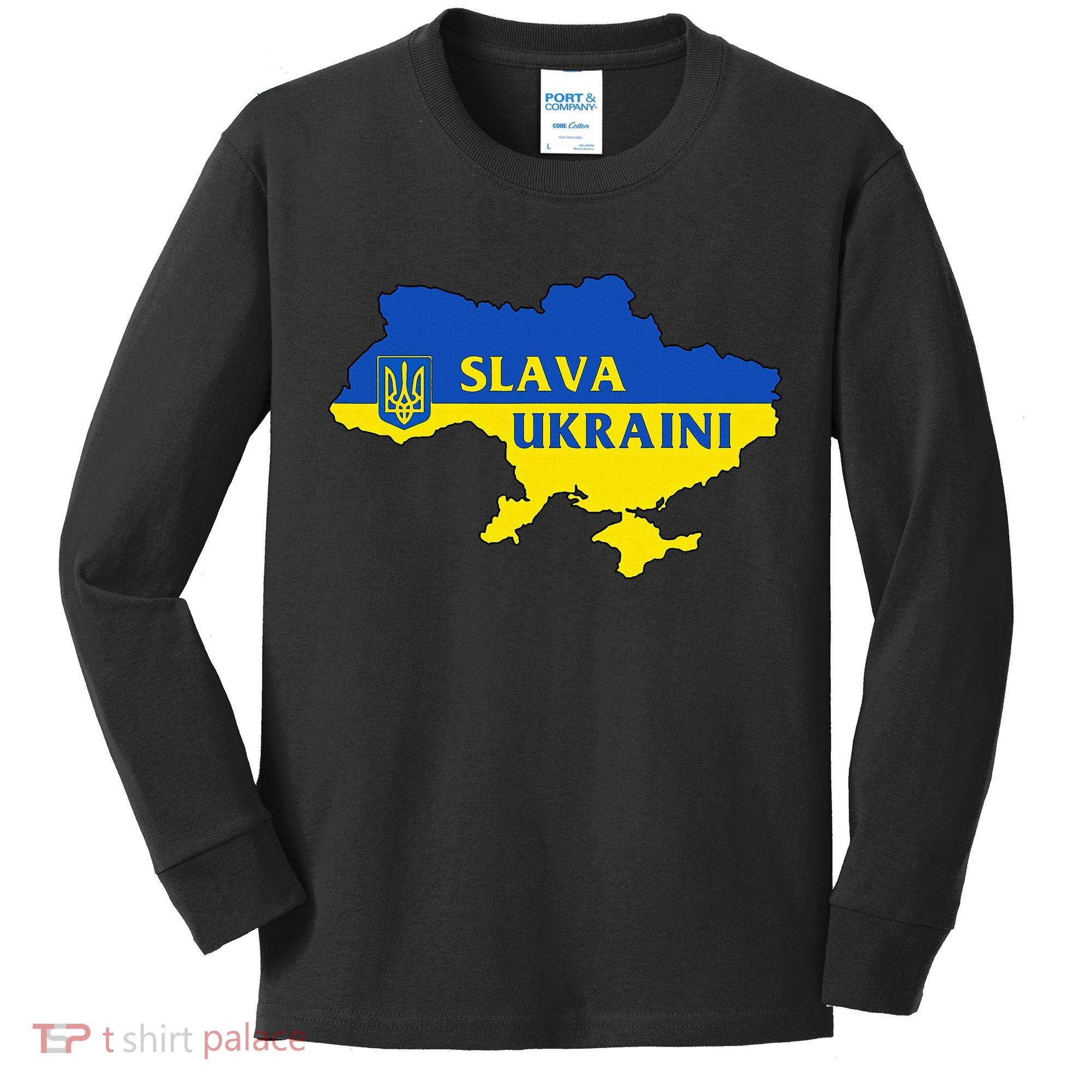 Slava Ukraini Glory To Ukraine Support Ukrainian Flag Kids Long Sleeve Shirt