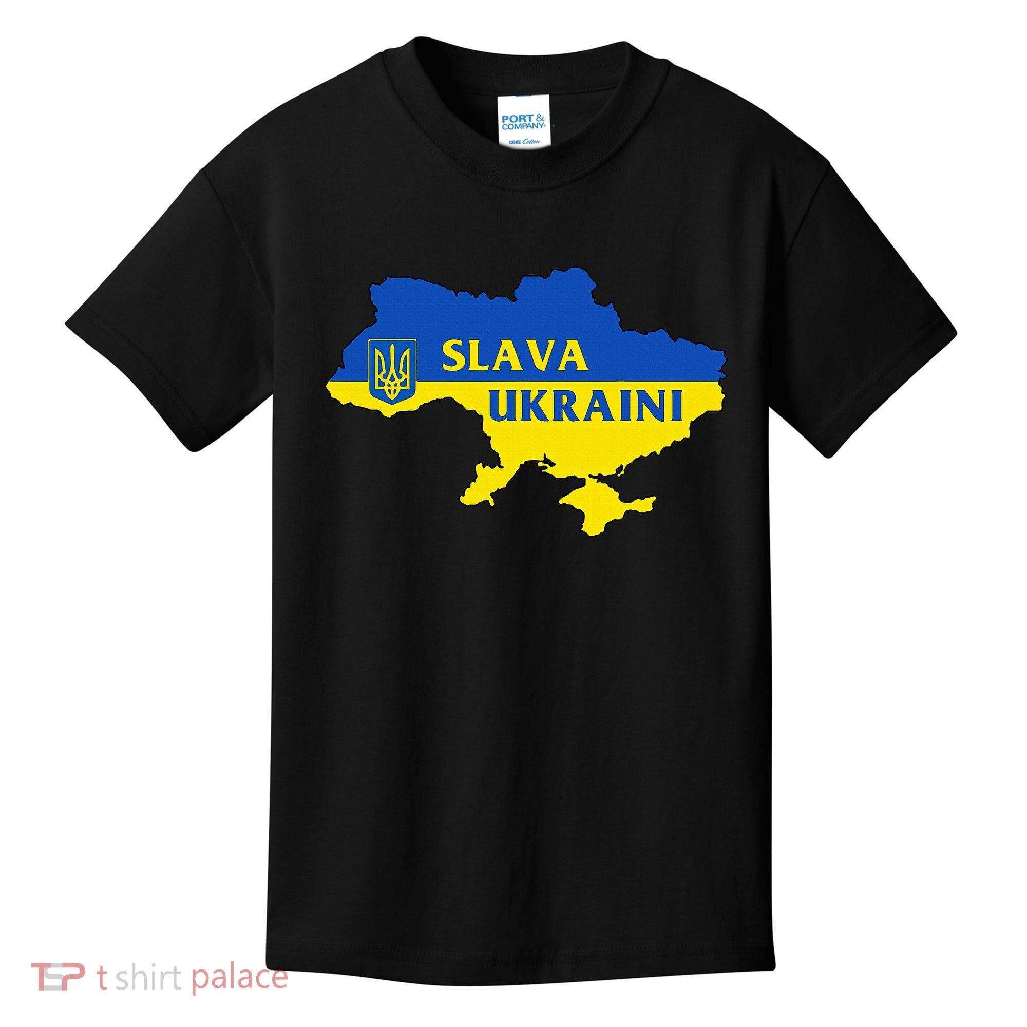 Slava Ukraini Glory To Ukraine Support Ukrainian Flag Kids T-Shirt