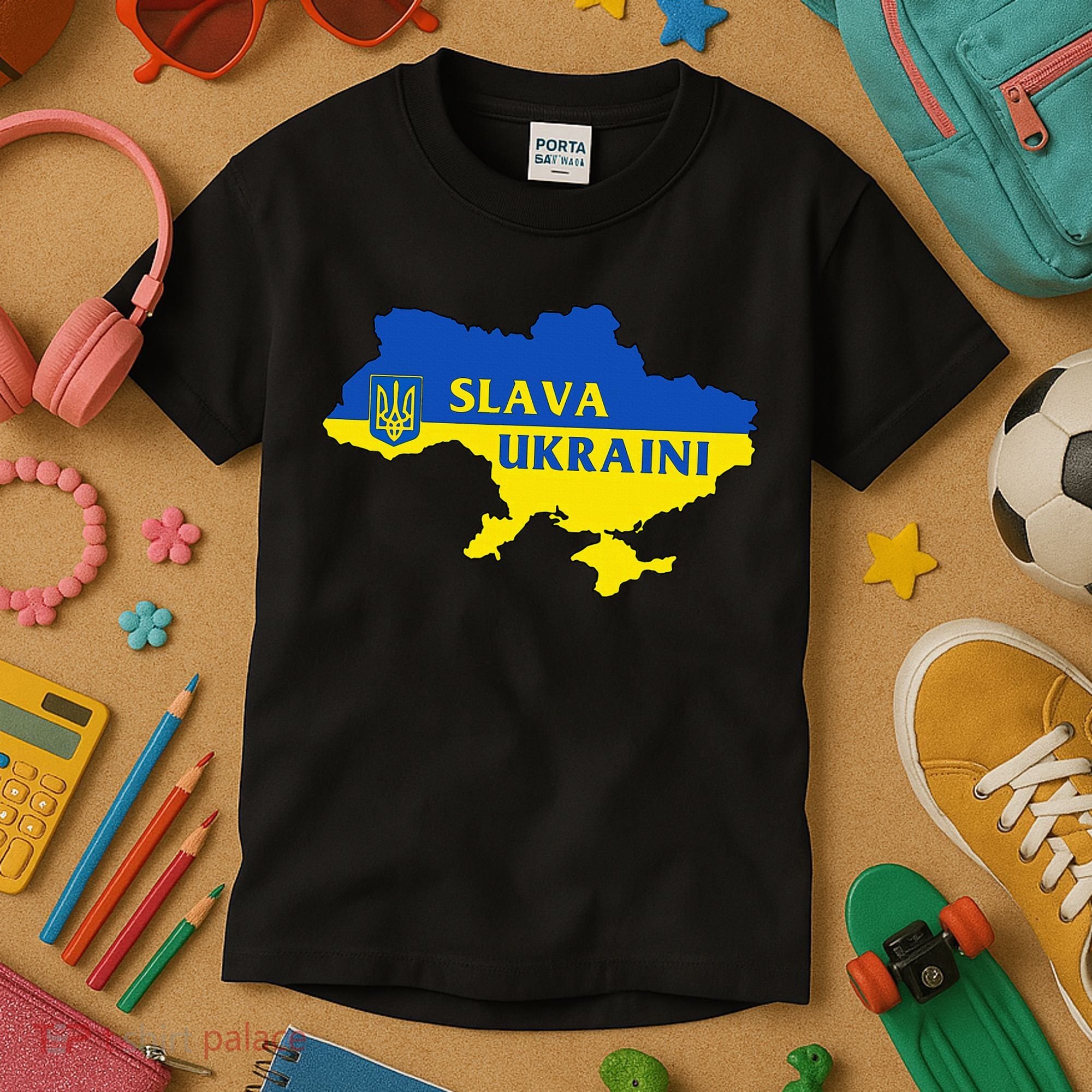 Slava Ukraini Glory To Ukraine Support Ukrainian Flag Kids T-Shirt