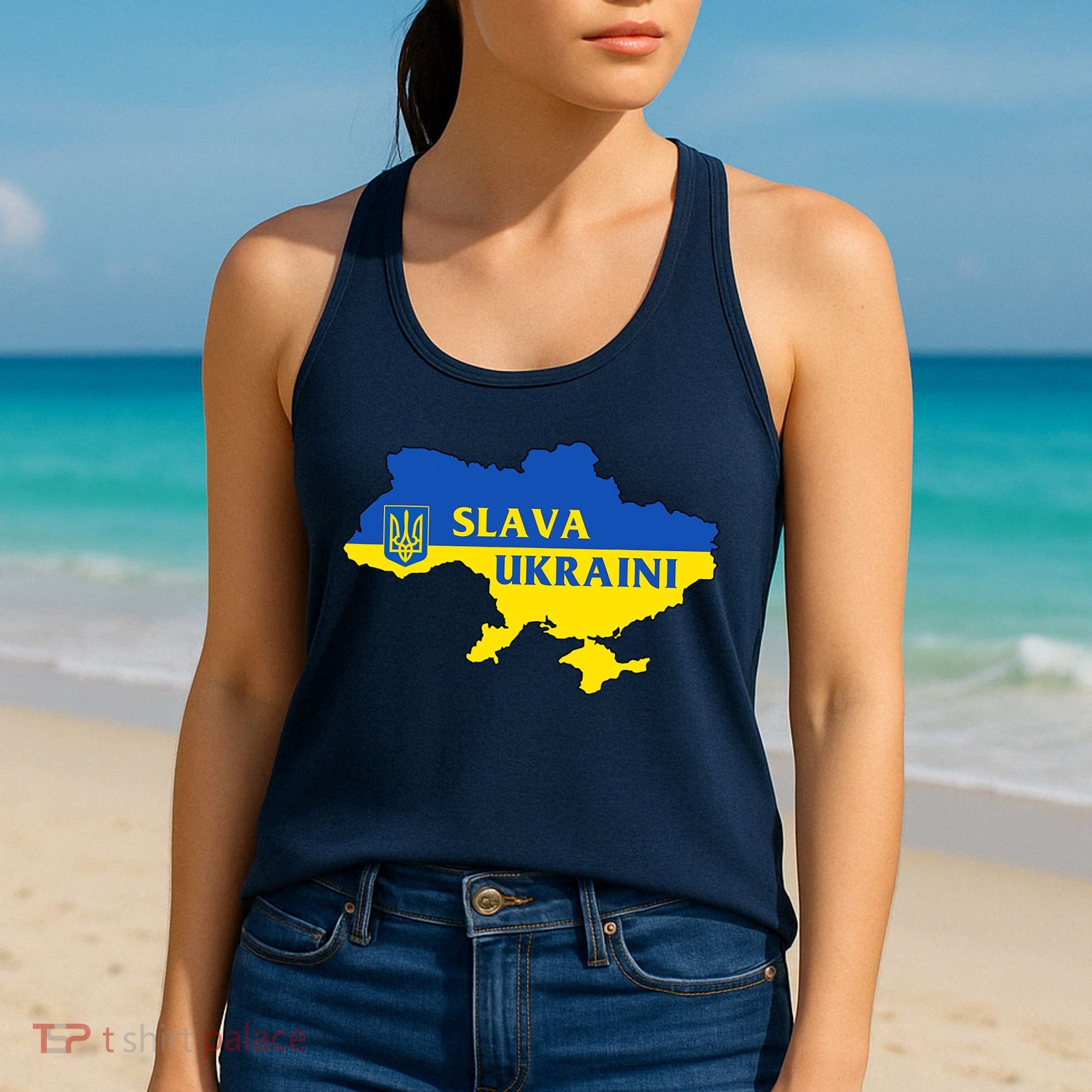 Slava Ukraini Glory To Ukraine Shirt Support Ukrainian Flag Women's Tank Top