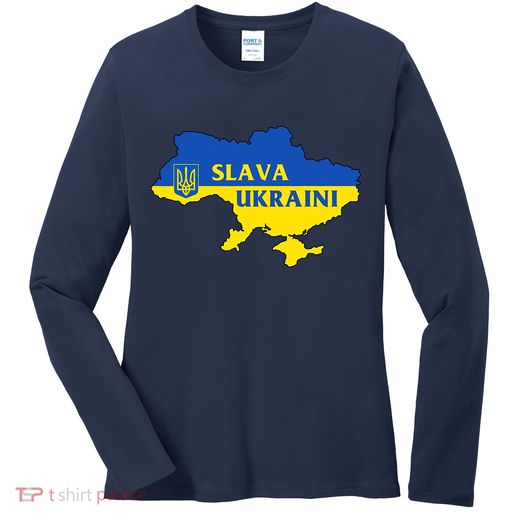 Slava Ukraini Glory To Ukraine Shirt Support Ukrainian Flag Women's Long Sleeve Shirt