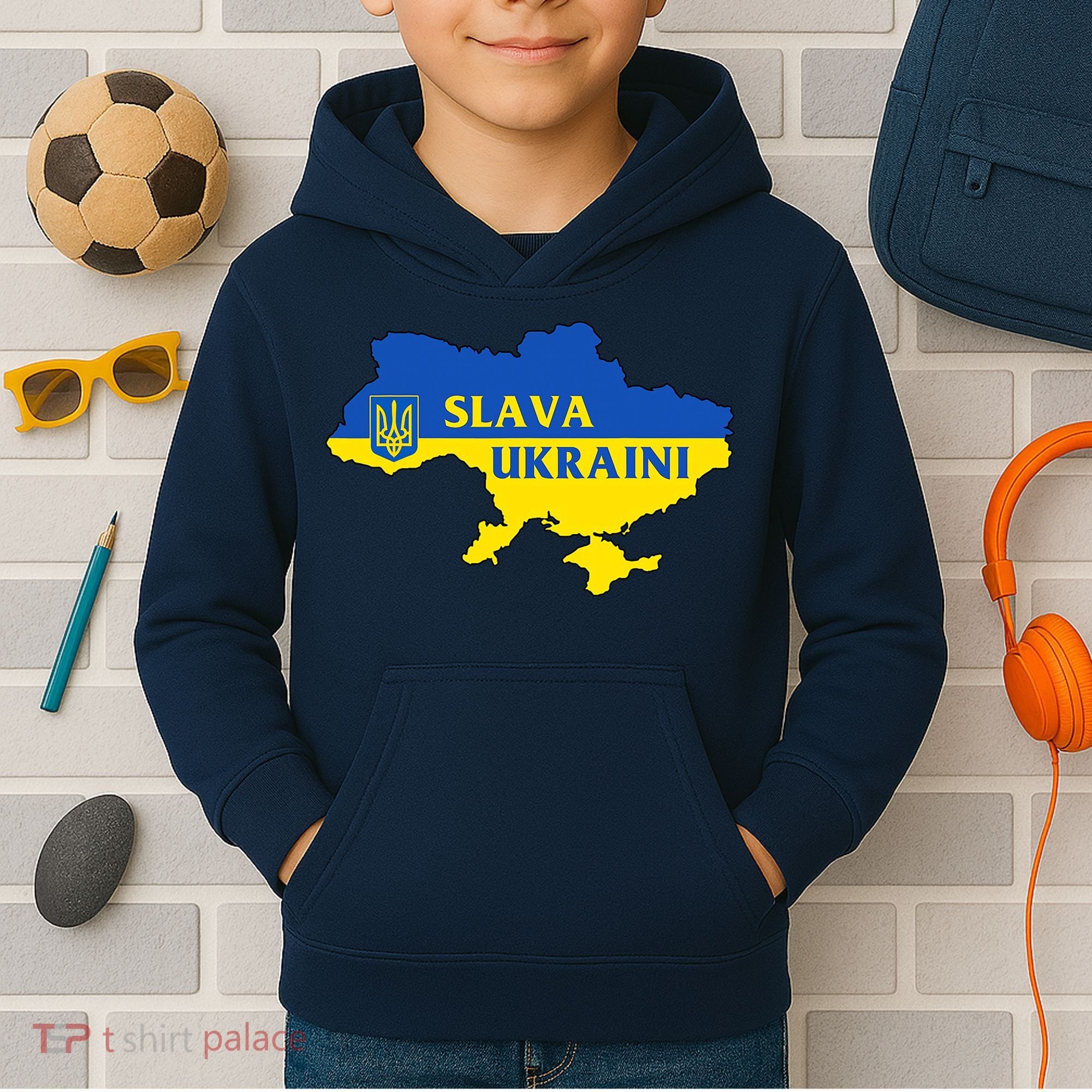 Slava Ukraini Glory To Ukraine Shirt Support Ukrainian Flag Kids Hoodie