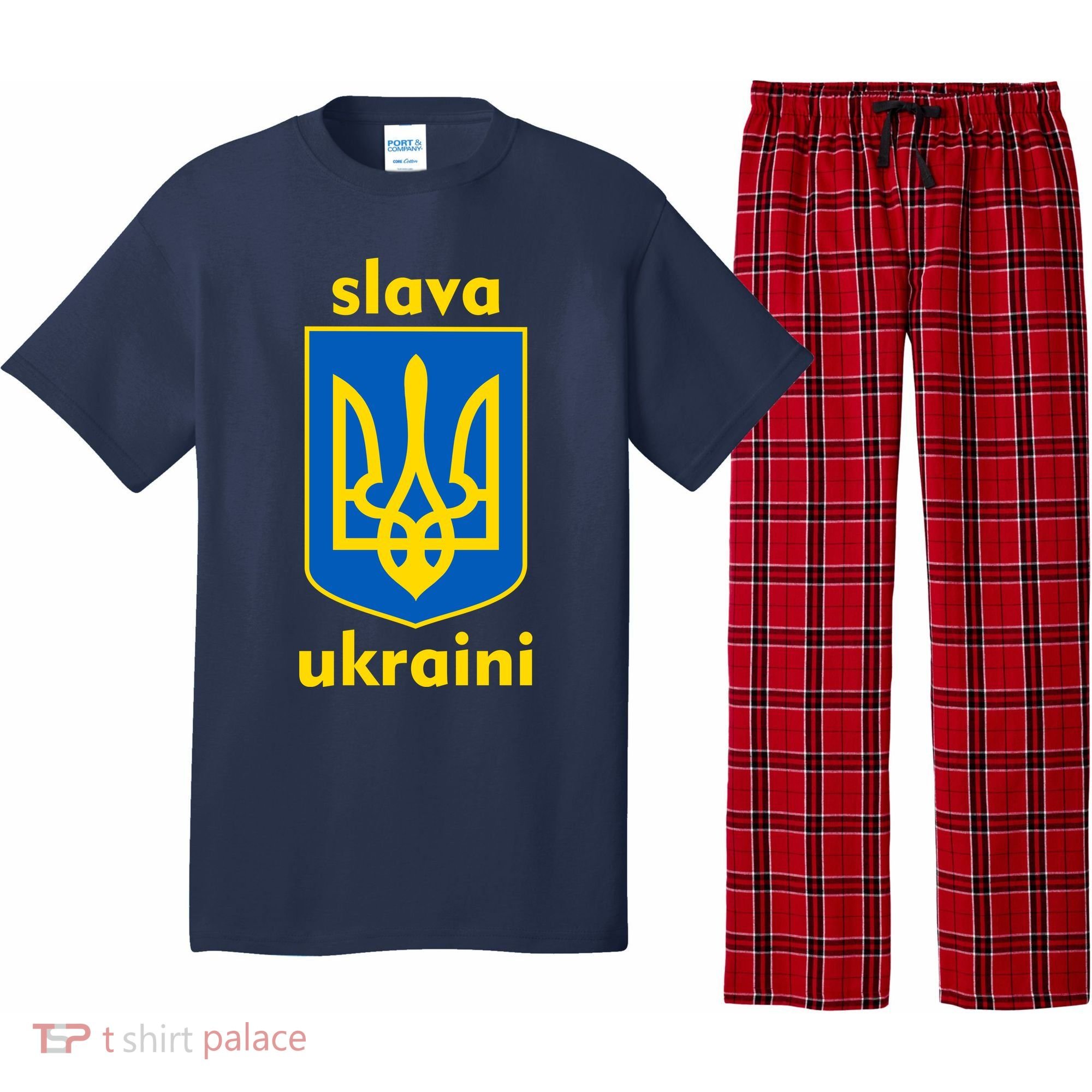 Slava Ukraini Glory To Ukraine Trident Stand Support Pajama Set