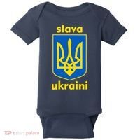 Slava Ukraini Glory To Ukraine Trident Stand Support Baby Bodysuit thumb 0