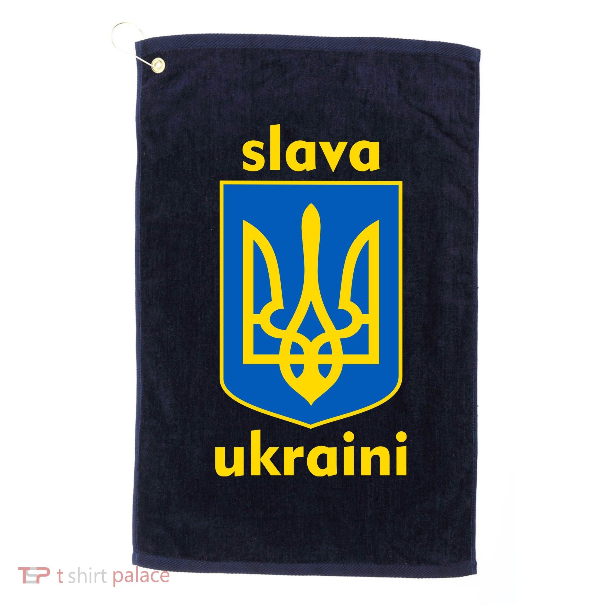 Slava Ukraini Glory To Ukraine Trident Stand Support Golf Towel