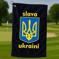 Slava Ukraini Glory To Ukraine Trident Stand Support Golf Towel thumb 1