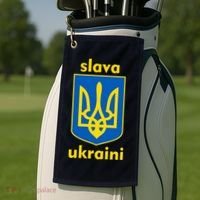 Slava Ukraini Glory To Ukraine Trident Stand Support Golf Towel thumb 2