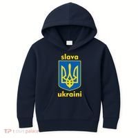 Slava Ukraini Glory To Ukraine Trident Stand Support Kids Hoodie thumb 0