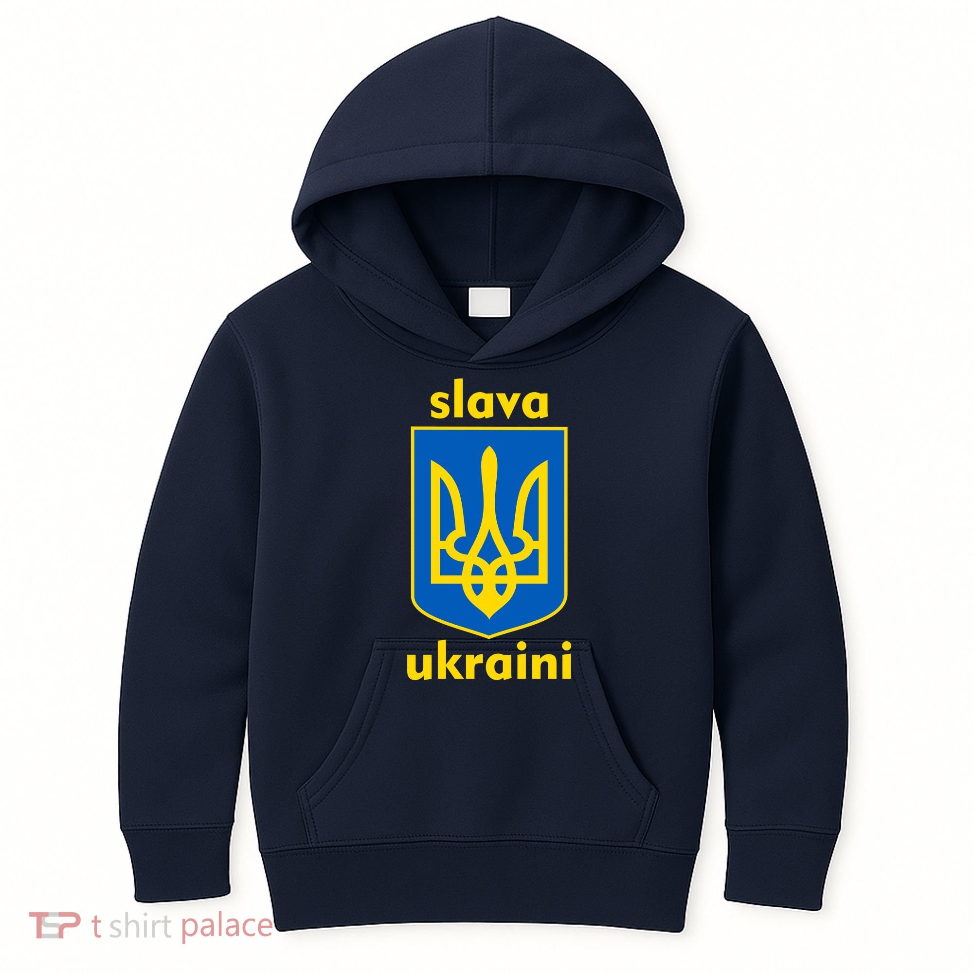 Slava Ukraini Glory To Ukraine Trident Stand Support Kids Hoodie