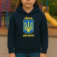 Slava Ukraini Glory To Ukraine Trident Stand Support Kids Hoodie thumb 3