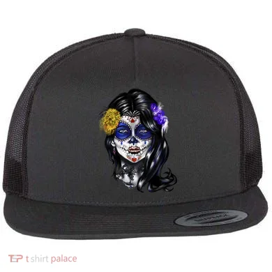 Sugar Face Front Flat Bill Trucker Hat